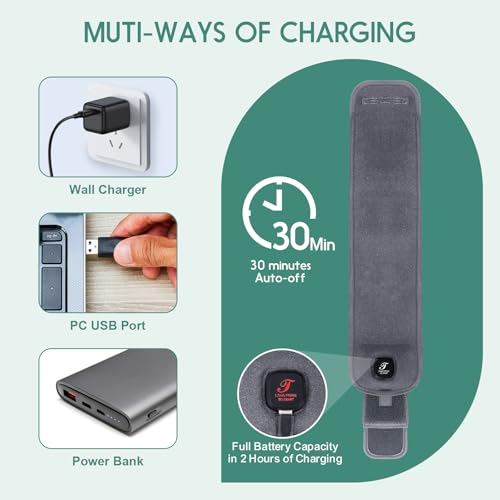 Heated Wrist Wrap Cordless, Wrist Heating Pad for Pain Relief, 3000mAh Rechargeable Wrist Warmers for Men Women, 3 Heat Levels Carpal Tunnel Wrist Brace with 30 Mins Auto-off (Grey)