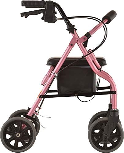 NOVA Medical Products Zoom Rollator Walker with 20” Seat Height, 20 Inch, Pink