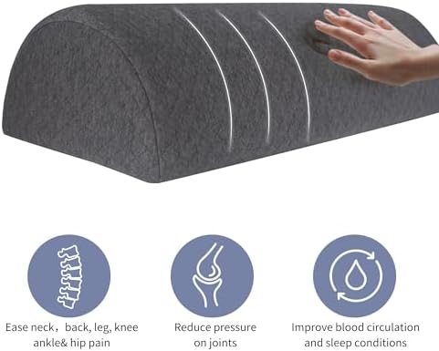 Half Moon Bolster Knee Pillow, Back Pain Relief Memory Foam Leg Pillow, Semi Roll Round Lumbar Leg Wedge for Side Sleepers - Reducing Head Neck Spine Hip Pressure - L