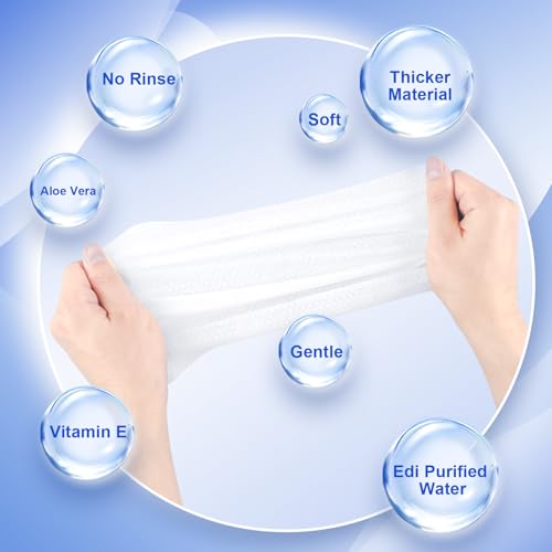 200Pcs Disposable Body Wipes, 7.8 x 9.8 inch Individually Wrapped Bath Wipes for Women Men in Bulk, No Rinse-Free Large Body Bath Shower Wipes for Home Travel Hotel Outdoors Camping After Gym (Blue)