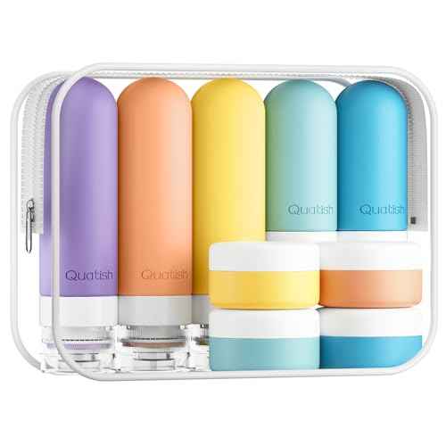 Quatish 19 Pack Travel Bottles for Toiletries, Original Patented, TSA Approved Travel Size Containers, Leak Proof Silicone Shampoo and Conditioner Bottles Women & Men, Airplane Essentials, Multicolor