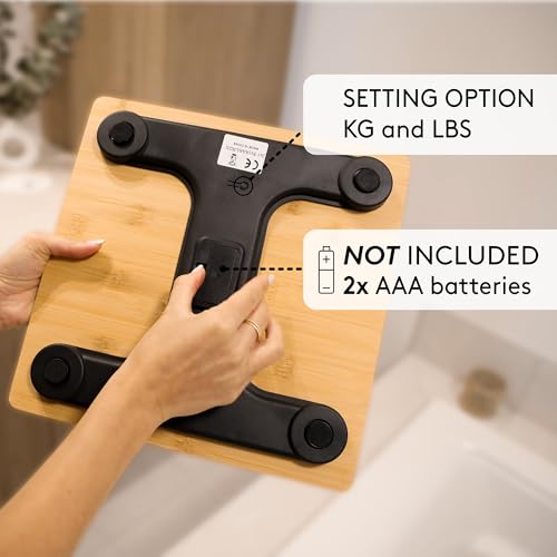 Wooden Bamboo Bathroom Body Weight Scale with Digital LCD Display, Maximum Capacity of 396 lbs, Adding a Stylish & Modern Touch to Your Toilet