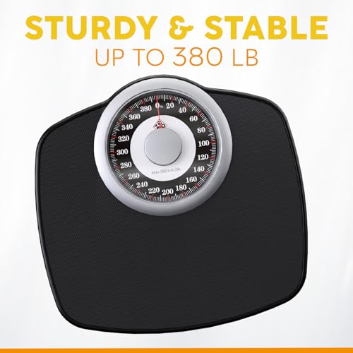 Zeno A25 Scales for Body Weight - Up to 400 LB - New - 5.3" Dial on 12.4" x 10.2" Platform - Anti-Skid Rubber Surface - Bathroom Scale Analog - Durable with 20-Year Assurance
