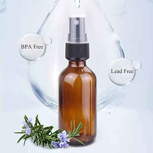 Wedama Spray Bottle, 2 oz Fine Mist Glass Spray Bottles, Little Refillable Liquid Containers for Watering Flowers Cleaning (16 Pack, Amber)