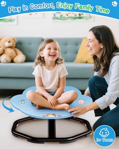 Cat Paw Spinning Chair for Autistic Kids, Sensory Swivel Chairs for Kids, Sit and Spin Sensory Toys Autism ADHD Chairs Training Body Coordination Sensory Chair- Blue