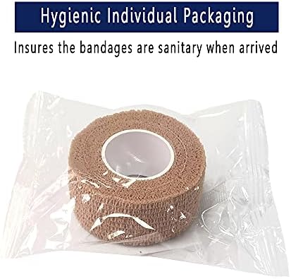 [24 Pack-1"x5Yards]MINGYUE Self Adhesive Bandage Wrap,Athletic Tape,Sports Tape,Wrist and Ankle Wrap Tape,Cohesive Bandage for Vet Tape(Skin Color)