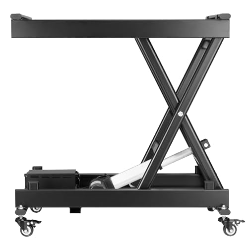 VEVOR Electric Lift Table, 330 lbs Capacity Single Scissor Lift Table, 8-28 in Height Adjustable Lifting Platform, Coffee Table Lift with 4 Wheels, for Material Handling and Transportation, Black