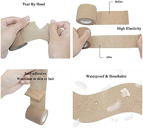 [24 Pack-1"x5Yards]MINGYUE Self Adhesive Bandage Wrap,Athletic Tape,Sports Tape,Wrist and Ankle Wrap Tape,Cohesive Bandage for Vet Tape(Skin Color)