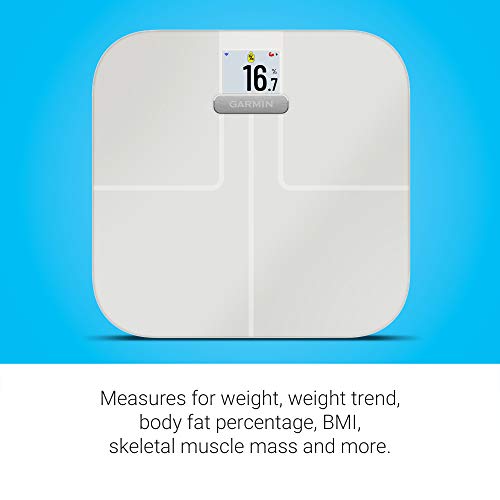 Garmin Index S2, Smart Scale with Wireless Connectivity, Measure Body Fat, Muscle, Bone Mass, Body Water% and More, White (010-02294-03) (Renewed)