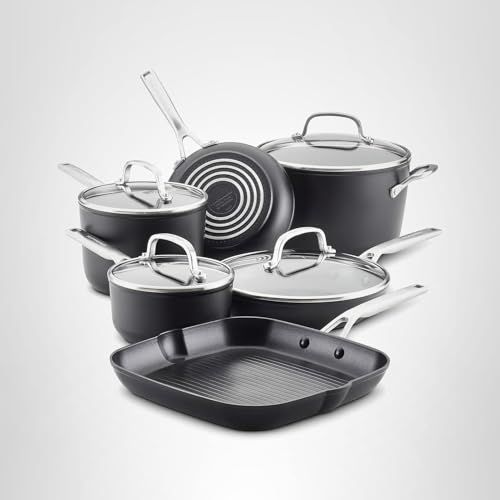 KitchenAid Hard Anodized Induction Nonstick Cookware Pots and Pans Set, 10 Piece, Matte Black