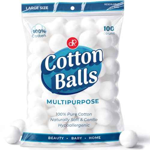 DecorRack 100 Count [Large Size] Cotton Balls, 100% Pure Cotton for Nail Polish and Make-Up Removal, Applying Oil Lotion or Powder, Perfect for Multi-Purpose Use, Soft and Absorbent (100 Count)