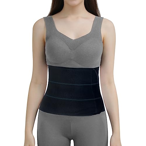 Abdominal Binder Post Surgery Belly Band - Elastic Stomach Wrap Tummy Tuck Compression Belt - Breathable, Soft, Skin-friendly - (30" - 45") 3 Panel - 9" BLACK