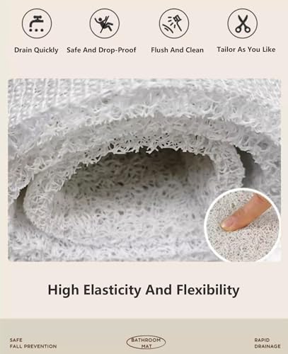 Anti Slip Corner Shower Mat with Drainage Holes, PVC Loofah Shower Anti Slip Mat, Bathmat Quick Dry and Easy to Clean, Shower Floor Mat Non Slip,E,54x54cm(21x21inch)