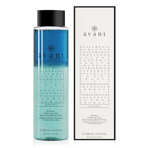 Avant | Bi-Phase Hyaluronic Acid Rejuvenating Micellar Water | 1x 6.76 fl oz | Anti-Ageing, Brightening, Helps Reduce Wrinkles & Improve the Appearance of Sagging Skin & Uneven Skin Tone