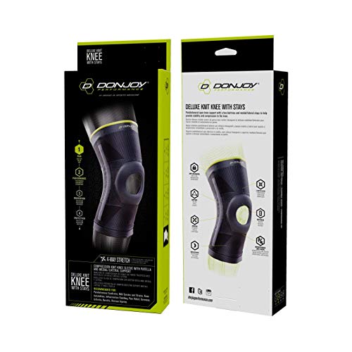DonJoy Performance Deluxe Knit Knee Sleeve With Stays and Buttress - Mid-Level Support Knee Brace for PFPS, Sprains, Instabilities - Small