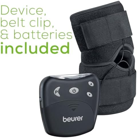 Beurer EM29 2-in-1 Knee and Elbow TENS Machine for Pain Relief with 20 Intensity Levels, 4 Programs, and Reusable Water Contact Electrodes, Digital Muscle Stimulator Device