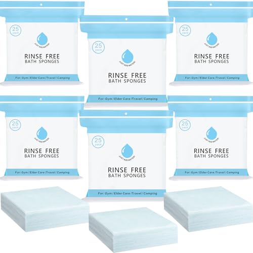 150 Pcs Rinse Free Bathing Wipes Bulk Sponges Bath Wipes All in 1 Shower Rinse Free Bath Sponges Wash Cloths for Campers, Hikers, Adults, Elderly