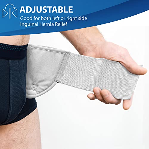 ORTONYX Inguinal Hernia Belt for Men and Women with Removable Compression Pad and Adjustable Waist Strap, Hernia Support Truss for Inguinal, Incisional Hernias, Left/Right Side - White S/M