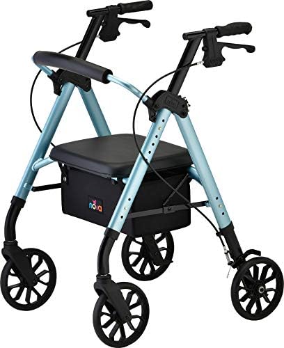 NOVA Medical Products Lightweight & Foldable Star 8 Rollator Walker, Diamond Sky Blue, Standard, 1 Count
