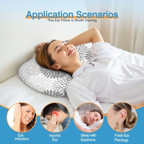 Ear Piercing Pillow for Side Sleepers Pillows with Holes for Ear Pain,Donut Pillow for Ear Side Sleeping Pillow for Adults CNH Ear Pain Relief Pressure Sores Ear Pillow with Hole in Center