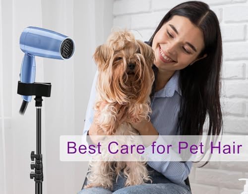 Hair Dryer Stand Black 20-63 Inch Adjustable Blow Dryer Holder with Tripod and Universal Clip, Easy to Use, Hands Free Relieve Wrist Pain, Shoulder Periarthritis etc