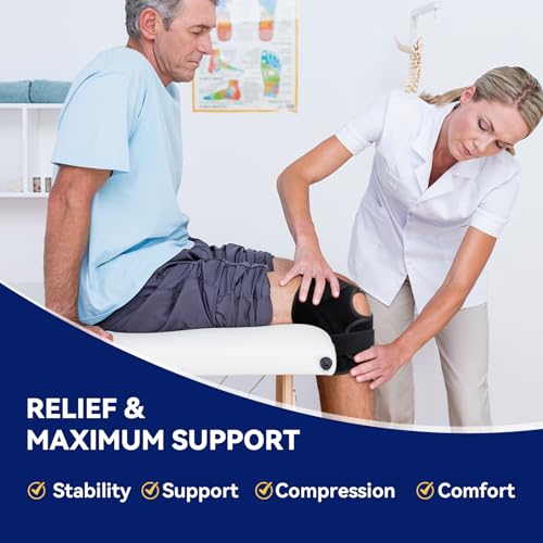 Meniscus Knee Brace for Women Men, Adjustable Knee Support with Side Stabilizers for Meniscus Tear, ACL, PCL, Knee Pain Relief