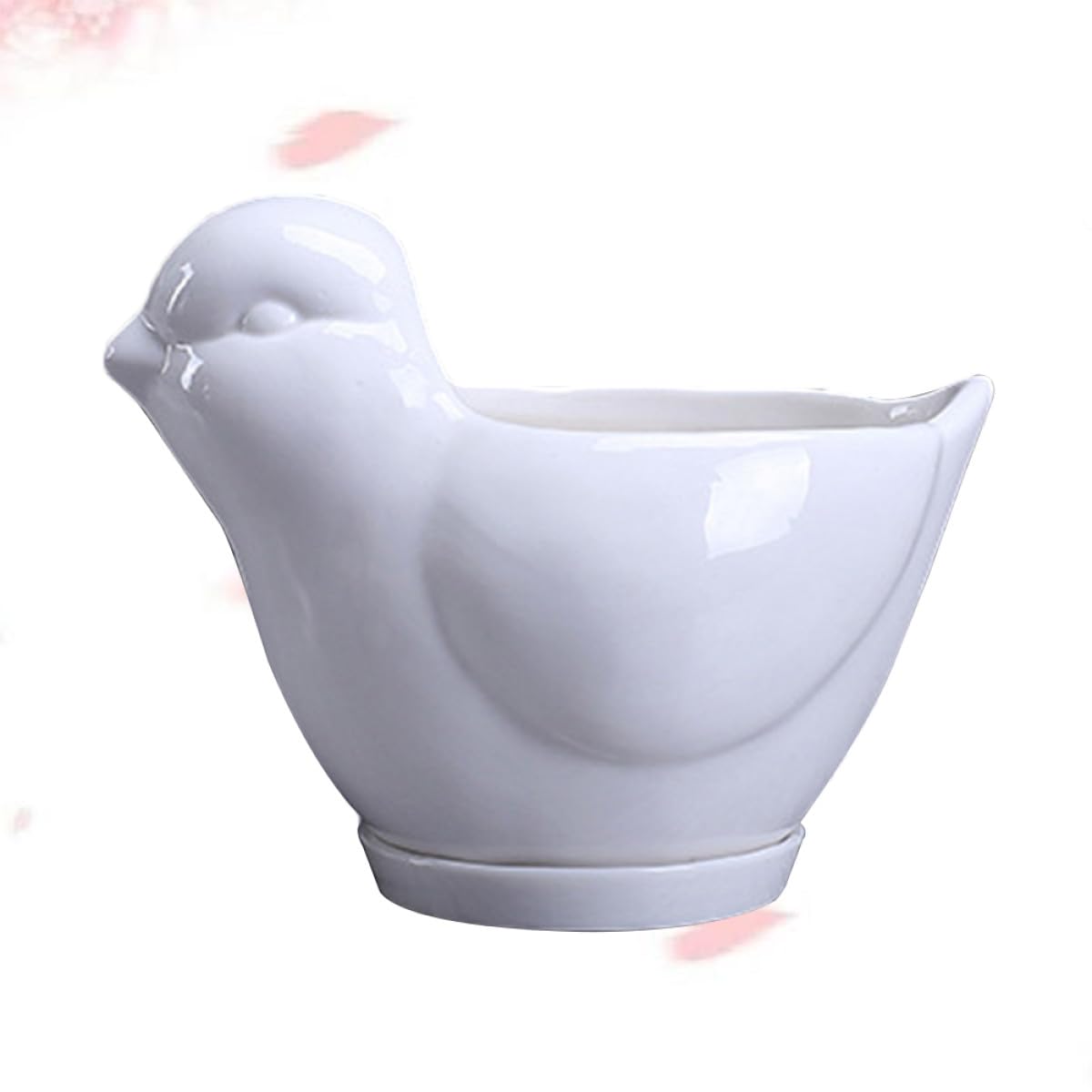 Beaupretty White Ceramic Bird Shaped Succulent Plant Pot with Tray Small Indoor Flower Container Desktop Decor for Home Office Gardening