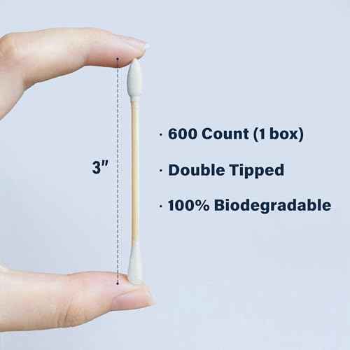 Bamboo Cotton Swabs 600 Count/1 Box, One Pointed Tip and One Rounded Tip, Biodegradable Cotton Buds with Organic Bamboo Sticks, for Ear Wax Removal, Draw the Eyeliner, Nail Polish Touch-ups