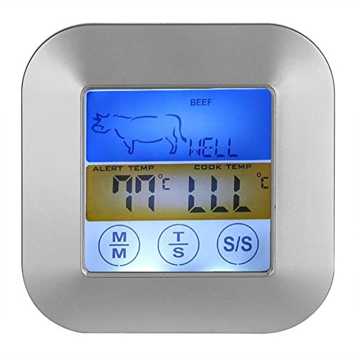 BERHUTJ Touchscreen Digital Food Meat Thermometer Timer Alert for Kitchen Cooking BBQ Grill
