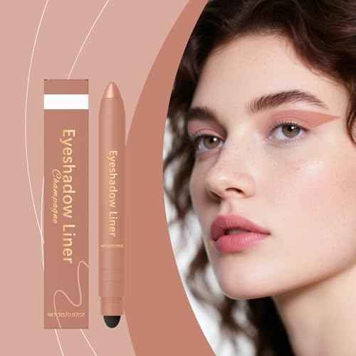 Eyeshadow Stick,Shadow Liner 2-in-1 Eyeliner & Eyeshadow,Perfect Color Duo-Shadow Liner 2-in-1 Eyeliner,Easy to Color, Effortless & Long-Lasting Makeup for Defined Eyes(Navy+Champagne)