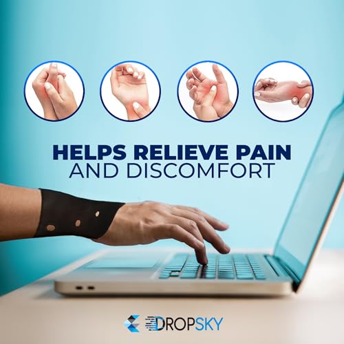 Dropsky Waterproof Wrist Thumb Support With Gel Pad, Thumb Brace for Arthritis Pain and Support-Thumb Wrist Brace, Arthritis & Carpal Tunnel - Left and Right Hand- Lightweight,Therapy Rubber-Latex, 4
