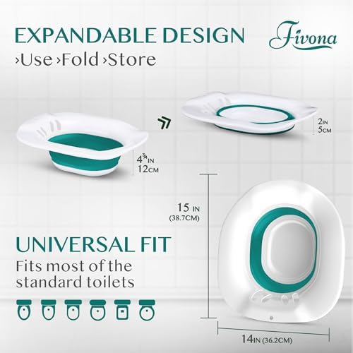 Sitz Bath for Hemorrhoids Soak and Postpartum Care | Toilet Seat | Bartholin Cyst Tub | at Home Soaking Procedures for Man and Detox Vaginal Steaming for Women with Massage Hand Flusher