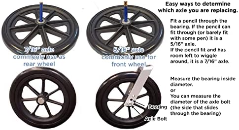 Caster Wheel, Hard Rubber Tire, 8" x 1"- 2 3/8" Hub Width; Fits Most Sunrise, Medline, Drive, Invacare, E&J, Guardian, ALCO & Other Manual Wheelchairs (Black, 7/16" Axle, Wide Hub) One Pair