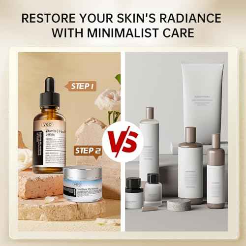 VGO Skin Care Set, with Snail Mucin 92% Moisturizer 1.76 Oz & Vitamin C Face Serum 1.01 Oz, Daily Hydrating & Firming Skincare Routine Kit for All Skin Type
