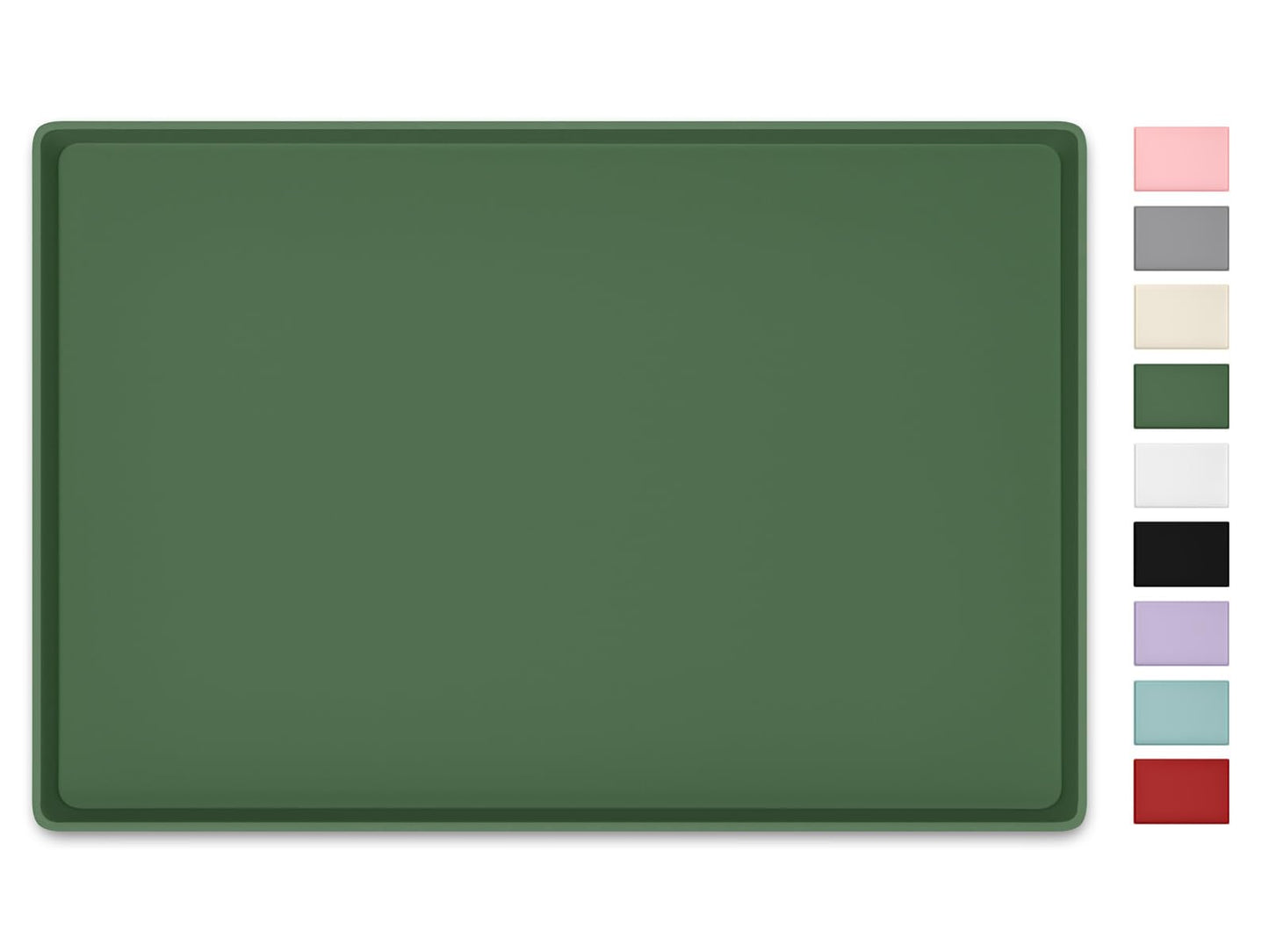NPOOYI Silicone Art Mat for Crafts, 16" x 24" Waterproof Non-Slip Painting Mat for Kids with Raised Sides, Protects Surfaces Perfectly for Crafts, Legos, Slime, Resin, Paint & Jewelry-Making, Green