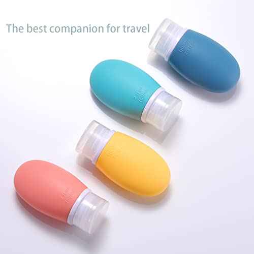 Leak Proof Silicone Travel Bottles,4 Pack 2oz Liquid Squeezable Refillable Portable Travel Accessories/Cosmetic Containers,BPA Free,Travel Size Bottles for Toiletries Shampoo Conditioner Lotion
