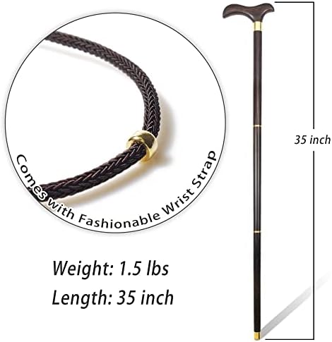 Handcrafted Folding Cane – Luxury African Blackwood Walking Cane for Men – Elegant Wood Walking Stick with Brass Accents, Gift Box, Travel Bag, Wrist Strap & Spare Tip.
