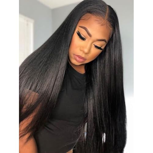 Straight Lace Front Wigs Human Hair 180% Density 13x4 HD Transparent Lace Frontal Human Hair Wigs for Women 180% Density Glueless Wigs Human Hair Pre Plucked Natural Black Color 20inch