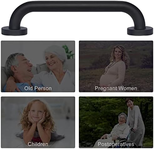 2 Pack Bathroom Grab Bar, supregear 24 Inch Length Black Shower Safety Grab Bar, 1 Inch Diameter 201 Stainless Steel Anti-Slip Handle for Senior, Elderly, Handicap