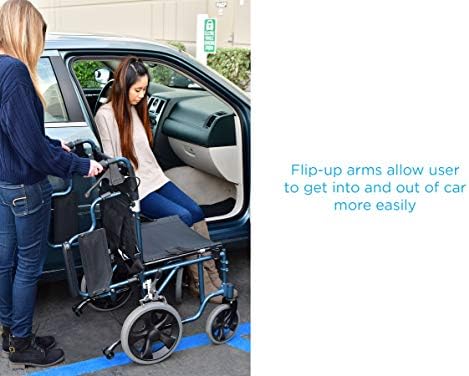 NOVA Medical Products Lightweight Transport Chair with Locking Hand Brakes, Purple, 1 Count