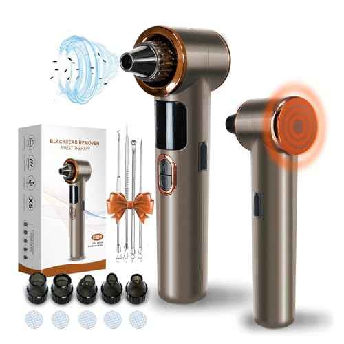 Blackhead Remover Vacuum with Heating, Blackhead Extractor 3 Adjustable Suction Levels 9 Modes, Pore Vacuum Blackhead Suction Remover, Comedone Extractor Kit for Deep Pore Cleaning (Golden)