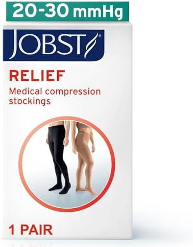 JOBST Relief 20-30 mmHg Compression Stockings, Waist High Pantyhose, Closed Toe Compression Socks for Women/ Men for Tired, Aching or Swollen Legs
