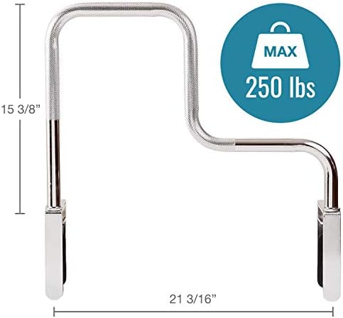 DMI Chrome Plated Grab Bars For Bathtubs And Showers For Seniors For Bathtubs And Showers, Adjustable Bathtub Rail Safety Grab Bars, Rust-resistant, 250 Lb Capacity, Textured Non-Slip Handle, 3.3-5.8"