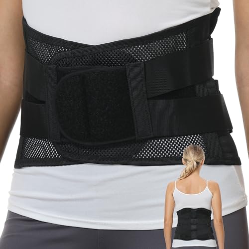 NeoTech Care Adjustable Double Pull Lumbar Brace/Lower Back Belt (Black, Size L)