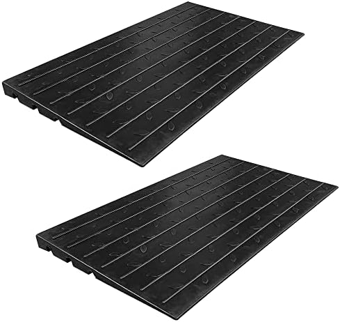 Electriduct 2.5" Non Slip Rubber Threshold Ramp for Wheelchair Accessibility, Mobility Scooters, Power Chairs, Home, Steps, Stairs, Doorways, Curbs with 3 Channels Cord Cover (Pack of 2)