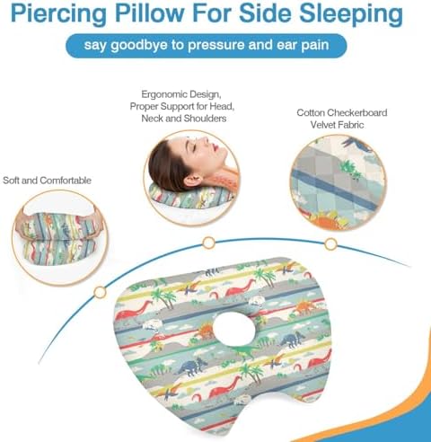 Ear Piercing Pillow for Side Sleepers Pillows with Holes for Ear Pain,Donut Pillow for Ear Side Sleeping Pillow for Adults CNH Ear Pain Relief Pressure Sores Ear Pillow with Hole in Center