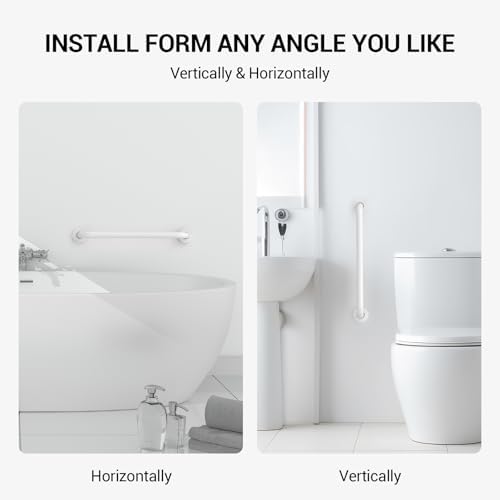 2 Pack 16 Inch Grab Bars for Wall White, Safety Shower Grab Bars for Seniors Elderly Handicapped, Handicap Grab Bars for Shower with Concealed Screws, Tesuchan