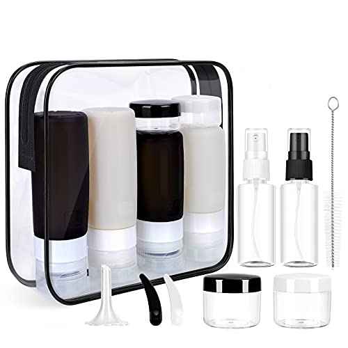 Morfone 16 Pack Silicone Travel Bottles Set for Toiletries TSA Approved Travel Containers Leakproof Squeezable Refillable Accessories 2oz 3oz Travel Essentials for Shampoo Lotion Liquids (BPA Free)