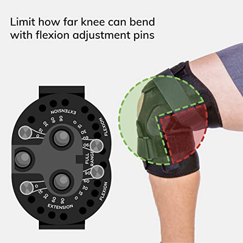 BraceAbility Torn Meniscus ROM Knee Brace - Hinged Post Surgery Support with Flexion Extension Control for Hyperextension and Locking Treatment, Ligament PCL or ACL Tears, Osteoarthritis Relief (L)