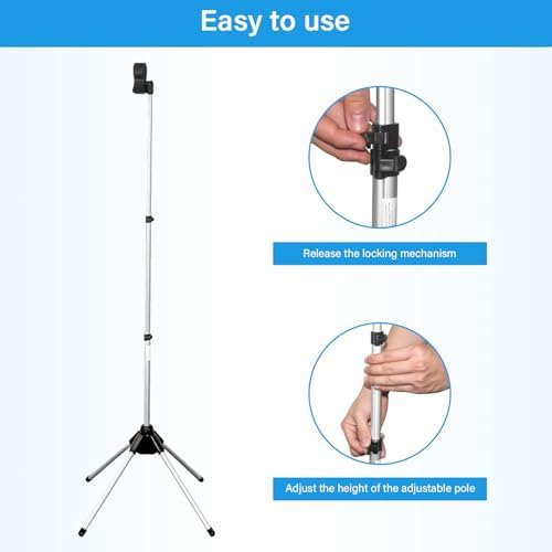 Adjustable Hands-Free Hair Dryer Stand Holder 360 Degree Rotation,Blow Dryer Holder Countertop With Non-Slip Tripod and Universal Clip